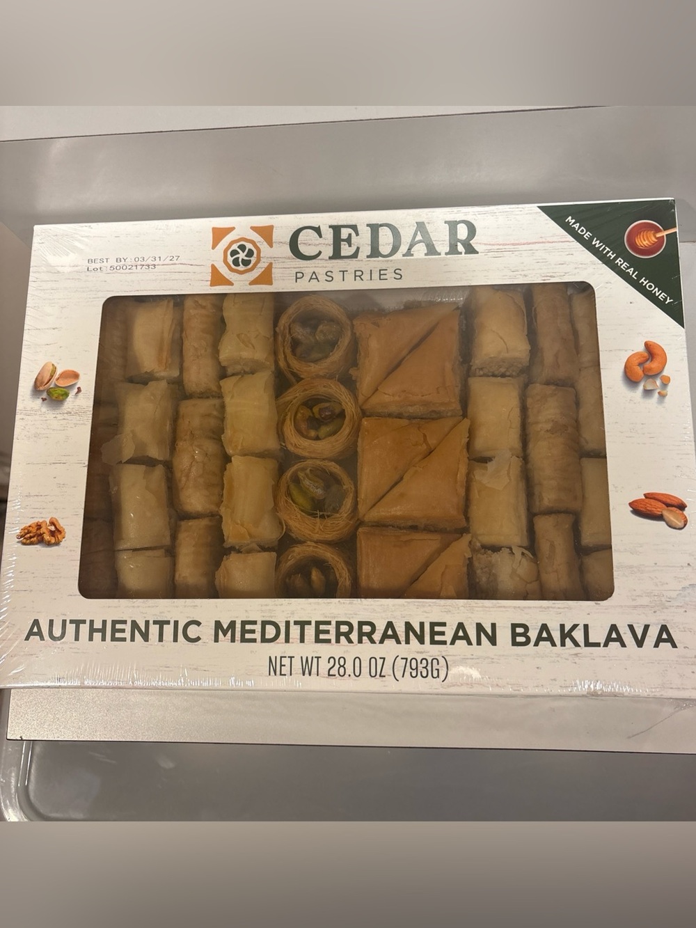 Authentic Mediterranean Baklava Real Honey Kosher Halal fresh expires 3/31/27